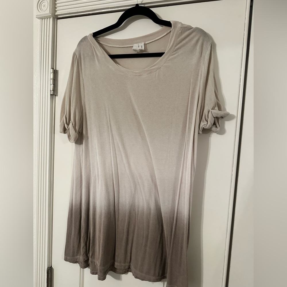 Oversized ombré t-shirt - brown to cream
